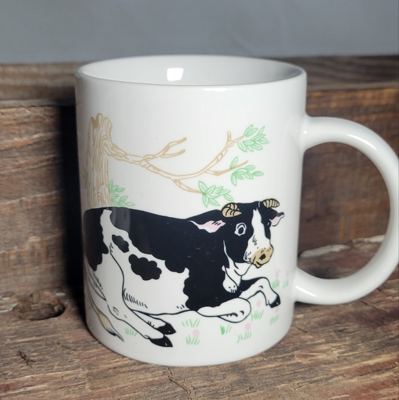 Vintage 90s Ceramic Cow Mug, Farmhouse Coffee Mug - Picture 4 of 4
